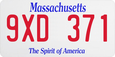 MA license plate 9XD371