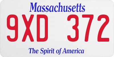 MA license plate 9XD372