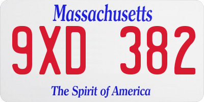MA license plate 9XD382