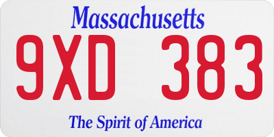 MA license plate 9XD383