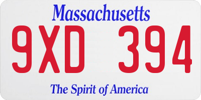 MA license plate 9XD394