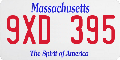 MA license plate 9XD395