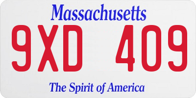 MA license plate 9XD409