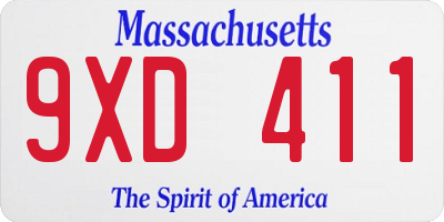 MA license plate 9XD411