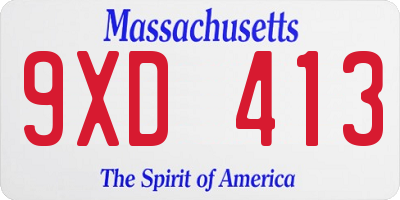 MA license plate 9XD413