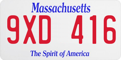 MA license plate 9XD416
