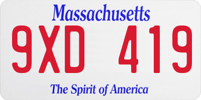 MA license plate 9XD419