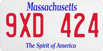 MA license plate 9XD424