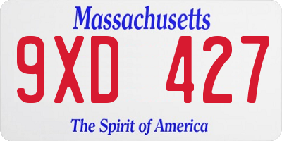 MA license plate 9XD427