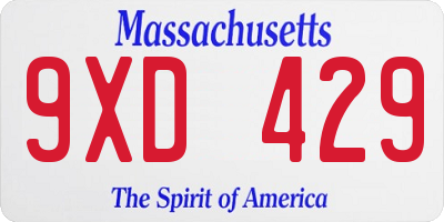 MA license plate 9XD429