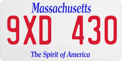 MA license plate 9XD430
