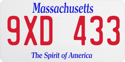 MA license plate 9XD433