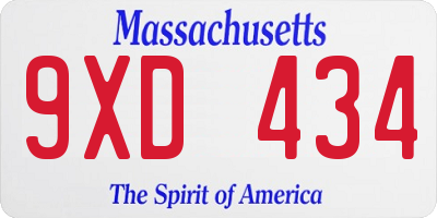 MA license plate 9XD434