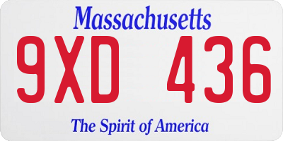 MA license plate 9XD436