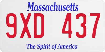 MA license plate 9XD437