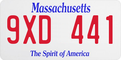 MA license plate 9XD441