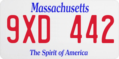 MA license plate 9XD442