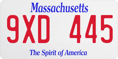 MA license plate 9XD445