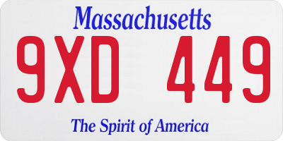 MA license plate 9XD449