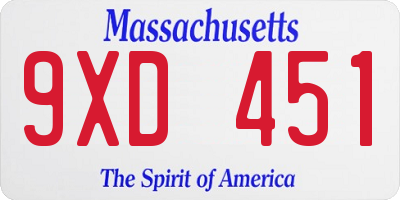 MA license plate 9XD451