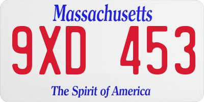 MA license plate 9XD453