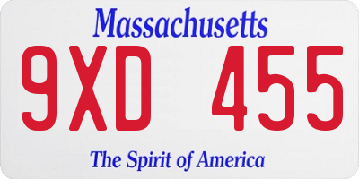 MA license plate 9XD455