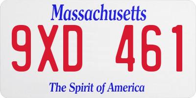 MA license plate 9XD461