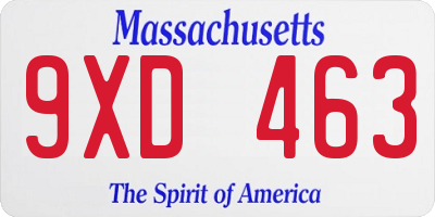 MA license plate 9XD463