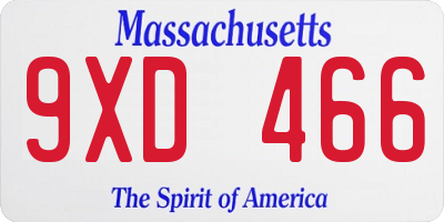MA license plate 9XD466