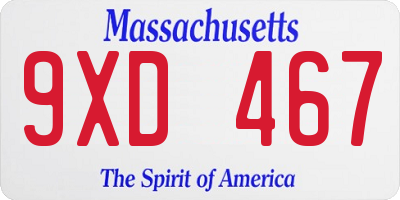 MA license plate 9XD467