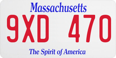 MA license plate 9XD470