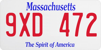 MA license plate 9XD472