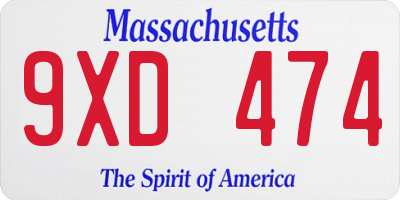 MA license plate 9XD474