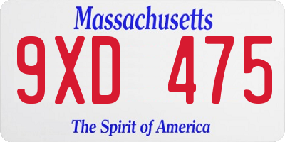 MA license plate 9XD475