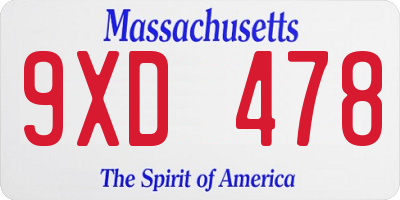 MA license plate 9XD478