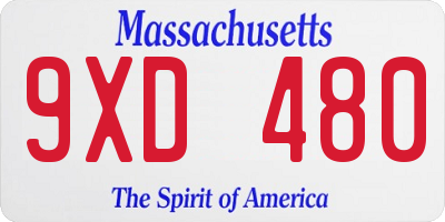 MA license plate 9XD480