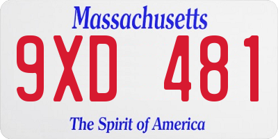 MA license plate 9XD481
