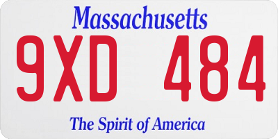 MA license plate 9XD484