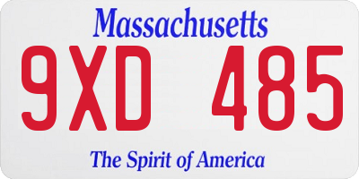 MA license plate 9XD485