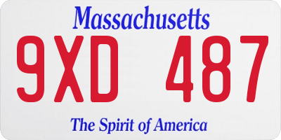 MA license plate 9XD487