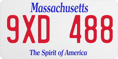 MA license plate 9XD488