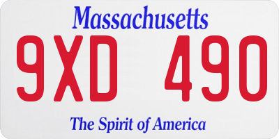 MA license plate 9XD490