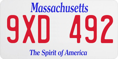 MA license plate 9XD492