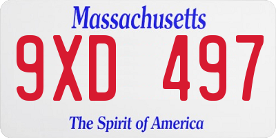 MA license plate 9XD497