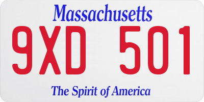 MA license plate 9XD501