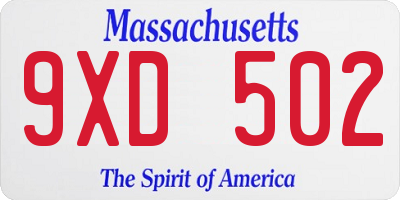 MA license plate 9XD502