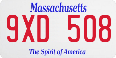 MA license plate 9XD508