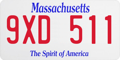 MA license plate 9XD511