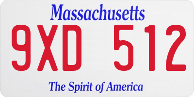 MA license plate 9XD512