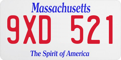 MA license plate 9XD521